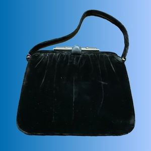 Vintage 50s Black Velvet Bag w/ Clear lucite clasp